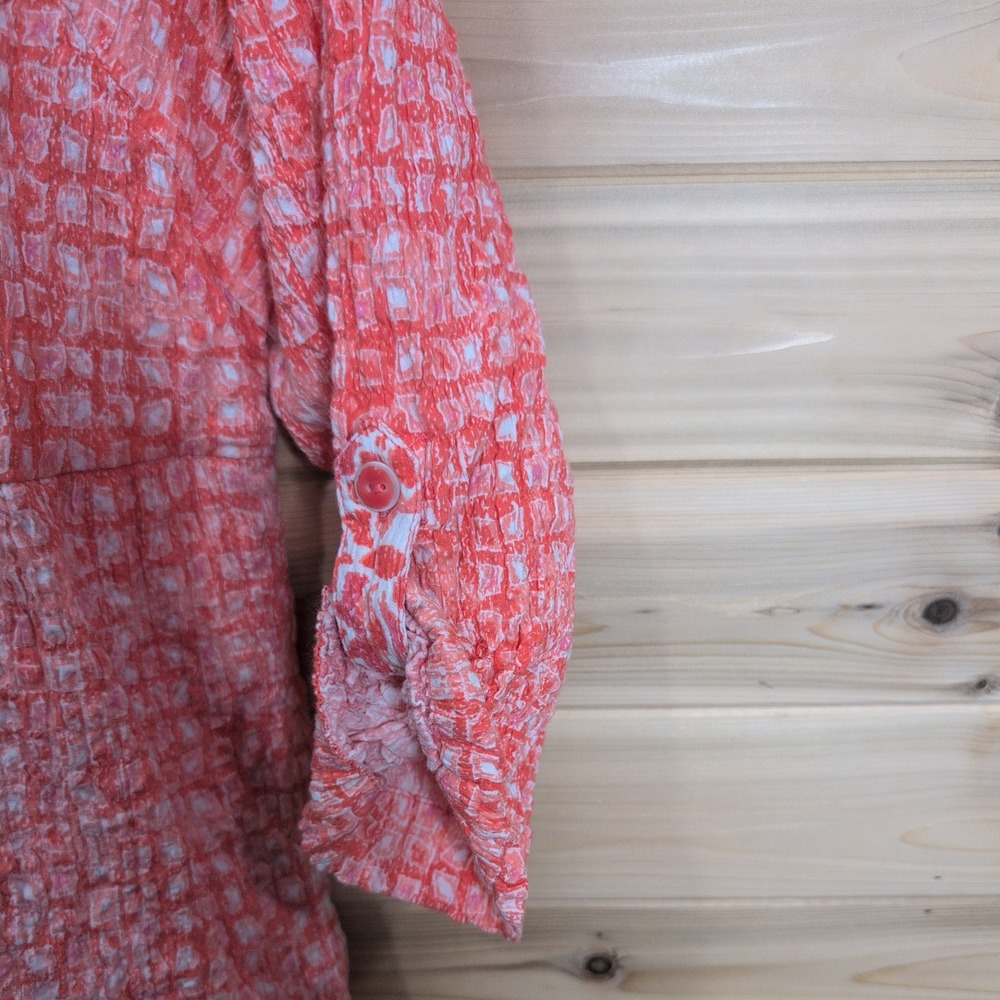 Habitat Clothes to Live In Coral Pink Seersucker Button Front Tunic Dress XXL - Picture 3 of 11